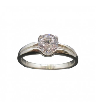 R002036 Genuine Sterling Silver Solitaire Ring Solid Hallmarked 925 6.5mm Cubic Zirconia